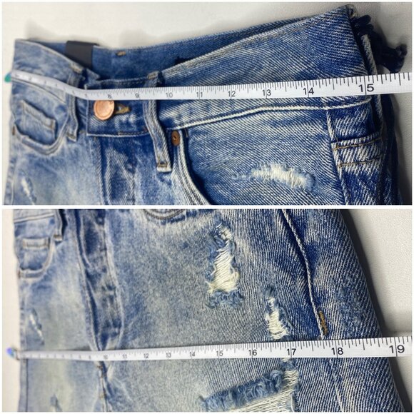 BLANKNYC Light Wash Button-Fly Mid-Rise Distressed Denim Shorts Size 26 NEW! - Picture 7 of 8